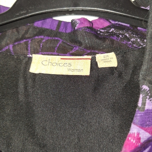 Choices Women Purple Paisley Print Lightweight Button Front Jacket Size 2X - Picture 6 of 9